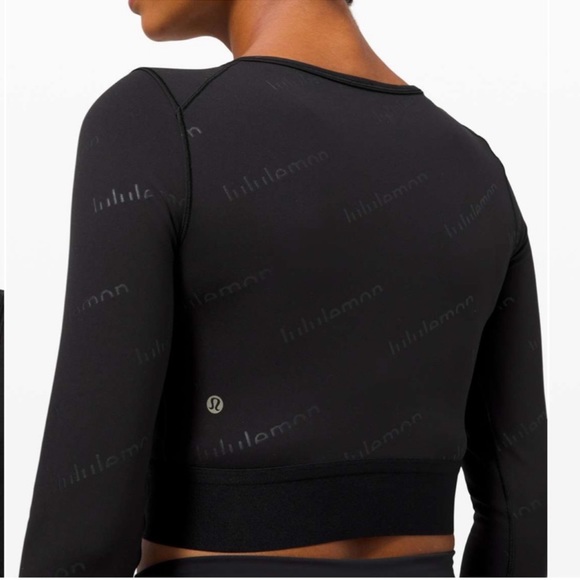 Lululemon Wunder Train Cropped Special Edition Logo Long sleeve top SZ 8 EUC - Picture 8 of 15